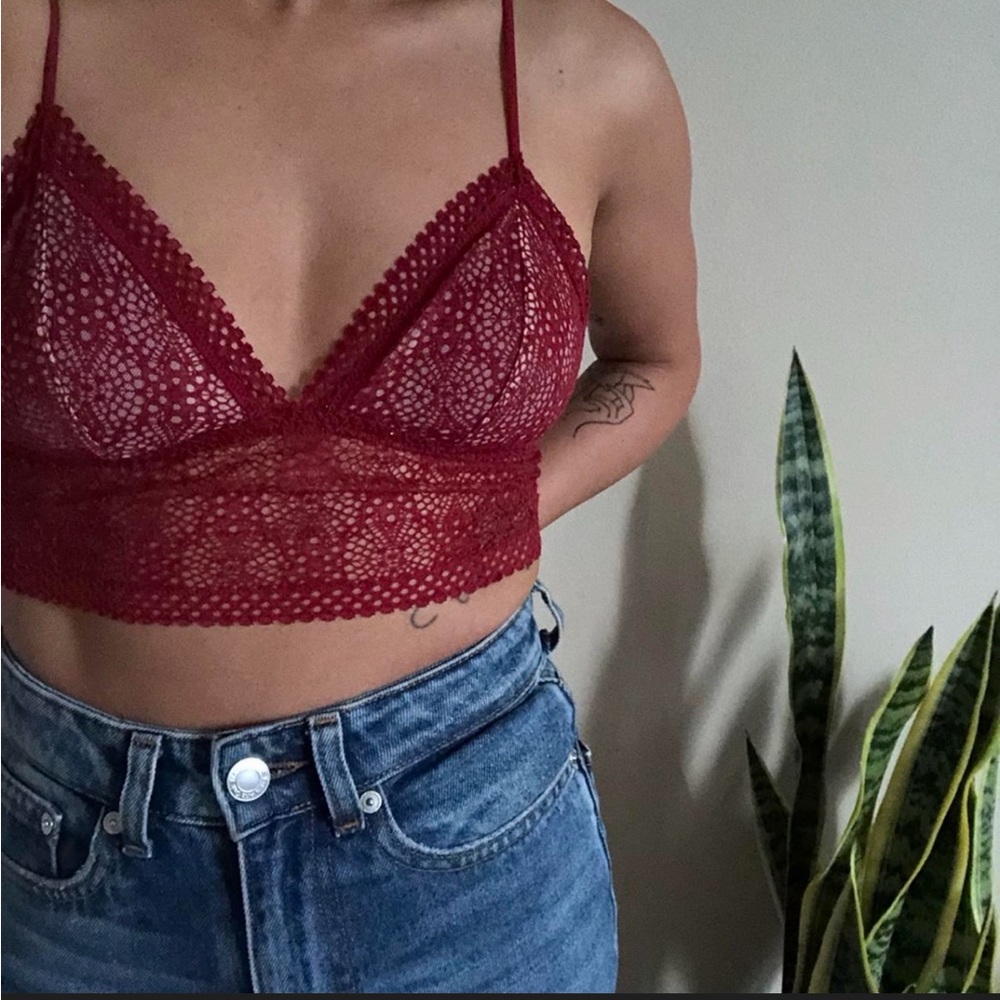 Victoria’s Secret Red Bohemian Lace Bralette Padded Bra Top - Medium
